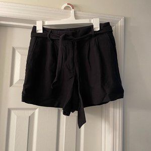 Ann Taylor - High-Waisted Black Shorts with Tie-Waist